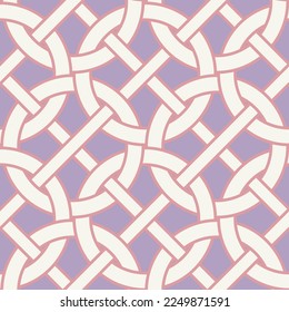 Concept abstrait moderne Rétro Cercles de style chaîne complexe Diagonale Stripes Géométriques Interlock Motif vectoriel harmonieux Couleurs de mode tendance Parfaites pour le tissu allover Impression ou enveloppement Papier Lilas