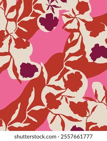 Modern Retro Abstract Floral Background. All over design.