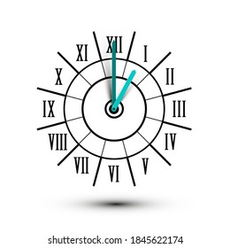 Modern - Retro Analog Clock Vector Icon with Roman Numbers