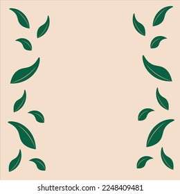 
Modern retro background with green leaves. Eco friendly background for text