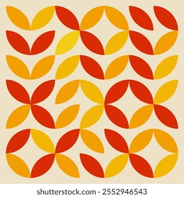 Modern Retro Bauhaus Style Pattern with Petal Motif
