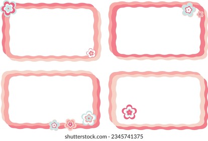 Modern retro card frame design set in pink tones