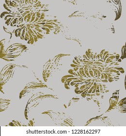modern, retro floral seamless pattern ikat effect in vector 