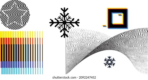 Modern retro futuristic background . Retro wave poster .Vector design composition with various geometric shapes . Abstract contemporary art . Digital cyber landscape . New modernism 