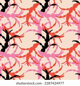 Modern retro hand drawn floral seamless pattern vector illustration design for fabric, textile, fashion, craft, paper etc.