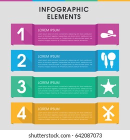 Modern retro infographic template. infographic design with retro icons includes mill, woman hat, microphone. can be used for presentation, diagram, annual report, web design.