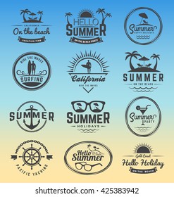 Modern retro insignia for summer holidays, surfing and nautical vector design