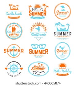 Modern retro insignia for summer holidays, surfing and nautical vector design