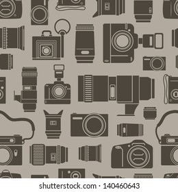 Modern and retro photo technics seamless background