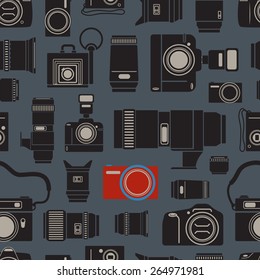 Modern and retro photo technics seamless background