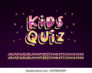 modern retro playful golden violet kids quiz text effect alphabet 3d