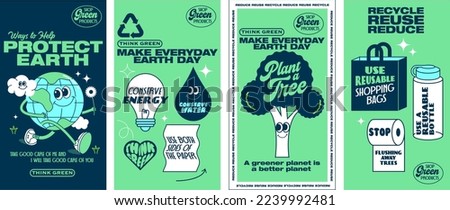 modern retro save the planet earth awareness, earth day social media post design template vector, illustration