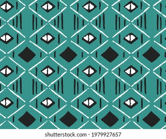 Modern Retro seamless pattern from the 50s and 60s. Seamless abstract Vintage background in sixties style. Geometric pattern. turquoise background.