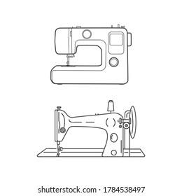 Modern and retro sewing machine. Sewing machines on a white background. Sewing icons