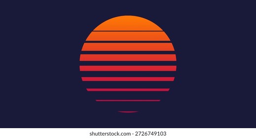 Fundo retrô do pôr do sol moderno. O sol no estilo de cyberpunk abstrato simples design