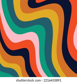 Modern retro swirl background 70s vector design illustration