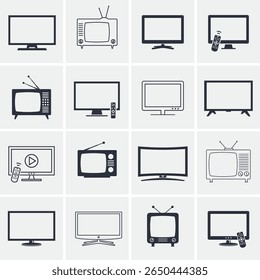 Conjunto de ícones de TV Moderna e Retro