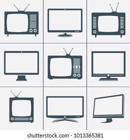 Modern and Retro TV icons. Vector illustration.