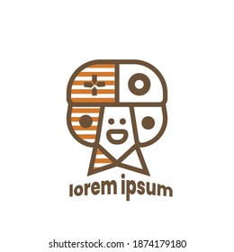 modern retro vector logo elegant, mascot head stick gaming design illustration art