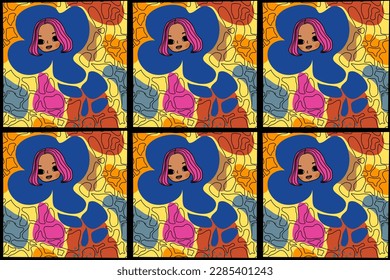 Modern retro vintage seamless pattern vector illustration design for fabric textile and interior 