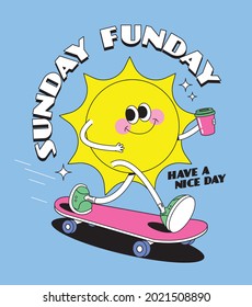 modern retro, vintage sunday funday poster design template vector, illustration