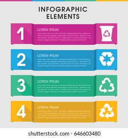 Modern reuse infographic template. infographic design with reuse icons includes recycle bin. can be used for presentation, diagram, annual report, web design.