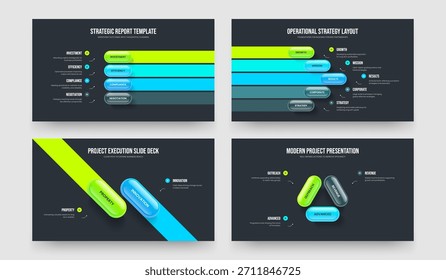 Revisión moderna Cuatro Cinco Dos Tres Opciones Infografía Plantilla de diapositivas Ilustración vectorial Paquete. Descripción general del servicio 4 5 2 Colección de diseño de marco de diagrama de 3 pasos.