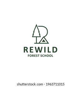 Modern Rewild Forest School Logo. with the concept of trees, nature, and a children's school environment, using fresh forest green colors and a white background. Vector illustration