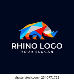 Design de logotipo Rinoceronte moderno, Emblema multicolor, Vetor símbolo criativo, Grátis 