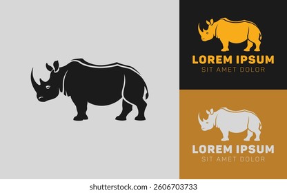 Modern Rhino Silhouette Icons in Gold