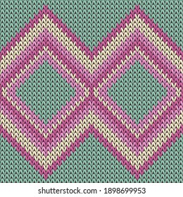 Modern rhombus argyle knit texture geometric vector seamless. Blanket knit tricot  fabric print. Scandinavian style seamless knitted pattern. Abstract xmas wallpaper.