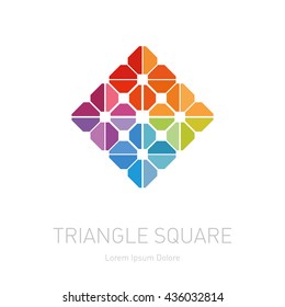 Modern rhombus logotype. Design element with squares and triangles. Vector logo template. Grid structure.
