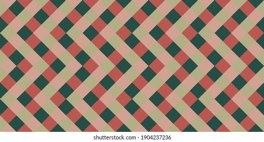 Modern rhombus tiles seamless pattern vector graphic design. Square shapes vintage background. Rhombus geometric seamless pattern, tablecloth textile print. Decorative squares endless backdrop.