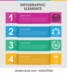 Modern rhythm infographic template. infographic design with rhythm icons includes drum, tambourine. can be used for presentation, diagram, annual report, web design.