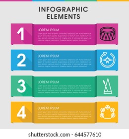 Modern rhythm infographic template. infographic design with rhythm icons includes drum, metronome. can be used for presentation, diagram, annual report, web design.