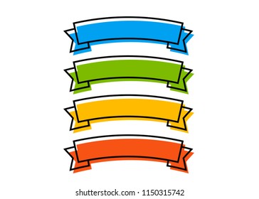 Modern ribbon banners vector set. Ribbon color flat style