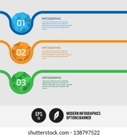 Modern RIbbon Workflow Options Banner with Gems - Vector Illustration