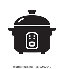 Ícone de fogão de arroz moderno um aparelho de cozinha multifuncional para cozinhar arroz cozinhando vegetais a vapor e preparando refeições com controles digitais vetor ícone de glifo sólido