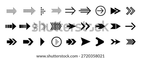 Modern Right pointing arrows icon set vector. direction, movement symbol. vector illustration.