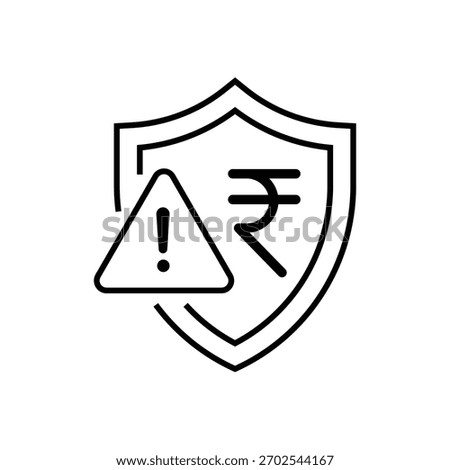 Modern risk management icon in clean minimal style showing safety, alert, planning and strategy for business, finance, security and decision-making visuals.
