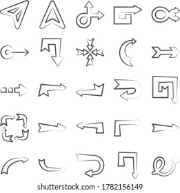 Modern Road Arrows Icons in Linear Style Pack 