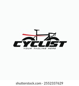 Modern Road bike Cyclist logo. Minimal abstract bicycle silhouette icon vector illustration