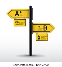 Modern road sign Design template / can be used for infographics / sign banners / horizontal cutout lines / graphic or website layout vector