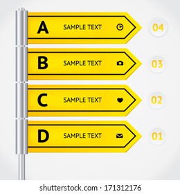 Modern road sign Design template. Elements of infographic. Modern vector design template. Arrows elements. Banner elements.