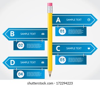 Modern road sign Design template with pencil. Elements of infographic. Modern vector design template. Arrows elements. Banner elements.