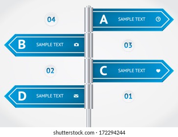 Modern road sign Design template. Elements of infographic. Modern vector design template. Arrows elements. Banner elements.