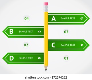 Modern road sign Design template with pencil. Elements of infographic. Modern vector design template. Arrows elements. Banner elements.