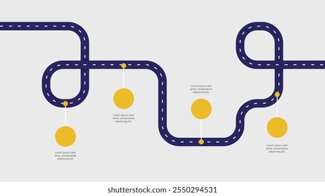 Infografía moderna de la hoja de ruta con 4 pasos