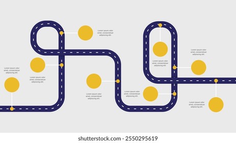 Infografía moderna de la hoja de ruta con 8 pasos