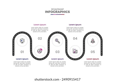 Infografía de diseño plano de hoja de ruta moderna infografía de negocios para presentación y visualización de datos